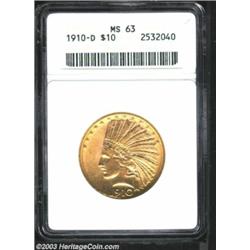 1910-D $10 MS63 ANACS.