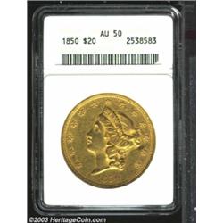 1850 $20 AU50 ANACS.
