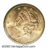 Image 1 : 1857-S $20 Narrow Serif MS64 PCGS.