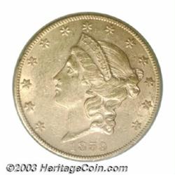1859-S $20 AU58 PCGS.