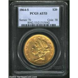 1864-S $20 AU53 PCGS.