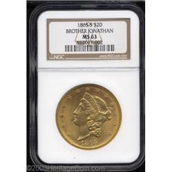 1865-S $20 MS63 NGC.