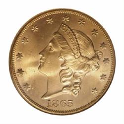 1865-S $20 MS65 NGC.