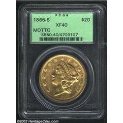 1866-S $20 Motto XF40 PCGS.