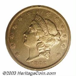 1866-S $20 Motto AU55 ANACS.