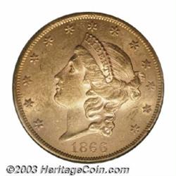 1866-S $20 Motto AU58 PCGS.