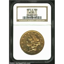 1870-S $20 AU55 NGC.