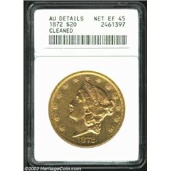 1872 $20 --Cleaned--ANACS. AU Details, Net XF45.