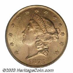 1873 $20 Open 3 MS62 PCGS.