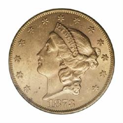 1873 $20 Open 3 MS62 PCGS.