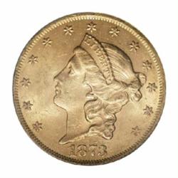 1873 $20 Open 3 MS62 PCGS.