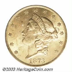 1873 $20 Open 3 MS62 PCGS.