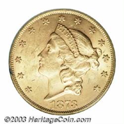 1873 $20 Open 3 MS62 PCGS.