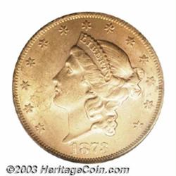 1873 $20 Open 3 MS62 PCGS.