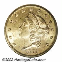1874-S $20 MS62 NGC.