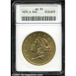 1875-S $20 AU55 ANACS.