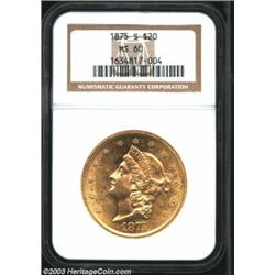 1875-S $20 MS60 NGC.