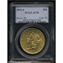 1876-S $20 AU53 PCGS.