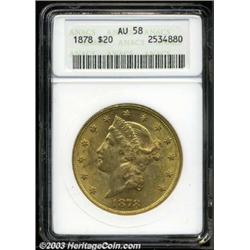 1878 $20 AU58 ANACS.