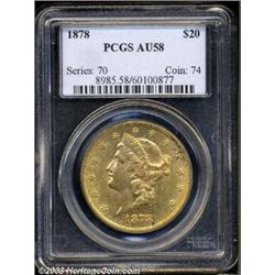 1878 $20 AU58 PCGS.