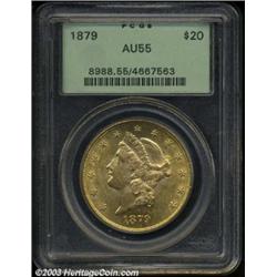 1879 $20 AU55 PCGS.