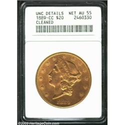 1889-CC $20 --Cleaned--ANACS. Unc Details, Net AU55.