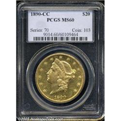 1890-CC $20 MS60 PCGS.