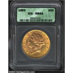 1893 $20 MS62 ICG.