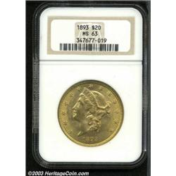 1893 $20 MS63 NGC.