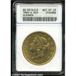 1896-S $20 --Cleaned--ANACS. AU Details, Net XF45.