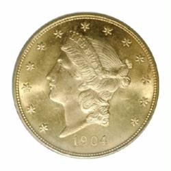 1904 $20 MS65 PCGS.