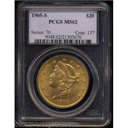 1905-S $20 MS62 PCGS.