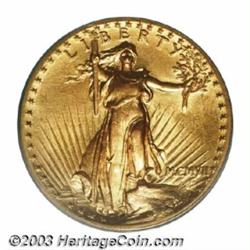 1907 $20 High Relief, Flat Rim AU58 PCGS.