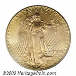 1908 $20 No Motto MS66 PCGS.
