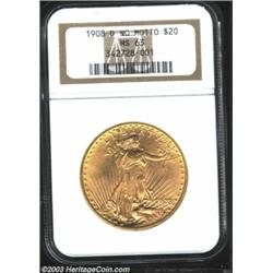 1908-D $20 No Motto MS63 NGC.