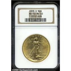 1908-D $20 Motto MS63 NGC.