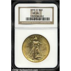 1910-D $20 MS64 NGC.