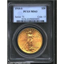 1910-S $20 MS63 PCGS.