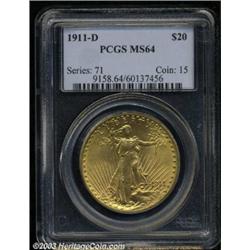 1911-D $20 MS64 PCGS.