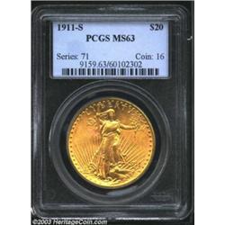 1911-S $20 MS63 PCGS.