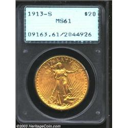 1913-S $20 MS61 PCGS.
