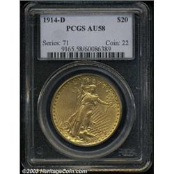 1914-D $20 AU58 PCGS.