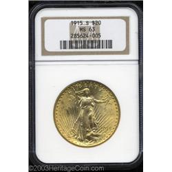 1915-S $20 MS63 NGC.