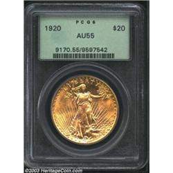 1920 $20 AU55 PCGS.