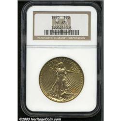 1920 $20 MS63 NGC.