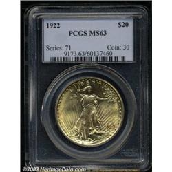 1922 $20 MS63 PCGS.