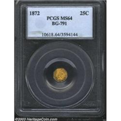 1872 25C Indian Octagonal 25 Cents, BG-791, R.3, MS64 PCGS.