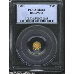 1880 25C Indian Octagonal 25 Cents, BG-799X, R.3, MS63 PCGS.