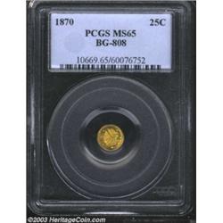1870 25C Liberty Round 25 Cents, BG-808, R.3, MS65 PCGS.