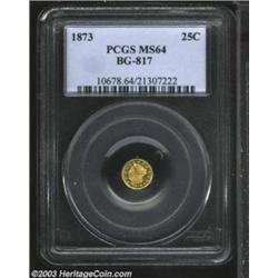 1873 25C Liberty Round 25 Cents, BG-817, R.3, MS64 PCGS.